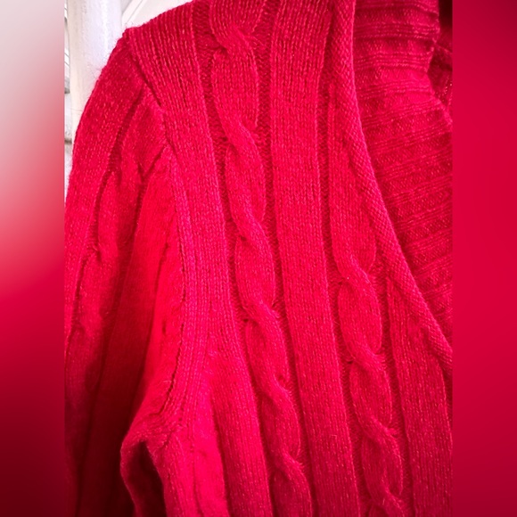 Loft Red wool Christmas v-neck sweater, size XS - Picture 7 of 8